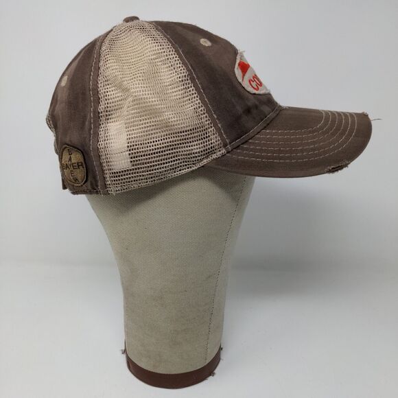 Corvus Bayer Strapback Hat Brown OSFA Farmer Embroidered Logo Distressed - Picture 6 of 12